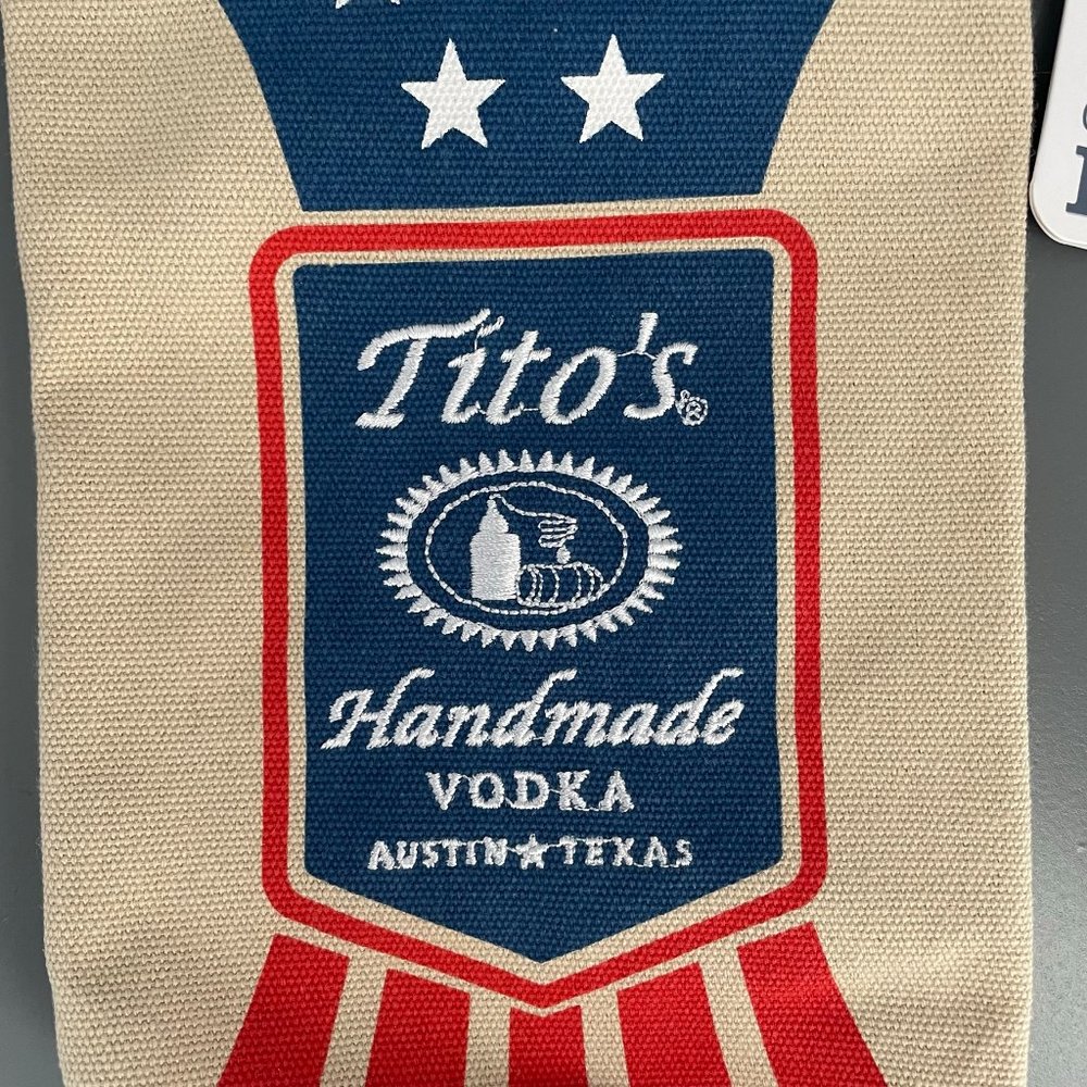 Tito’s Handmade Vodka Anniversary Canvas Drawstring Bottle Bag USA American - Picture 2 of 6
